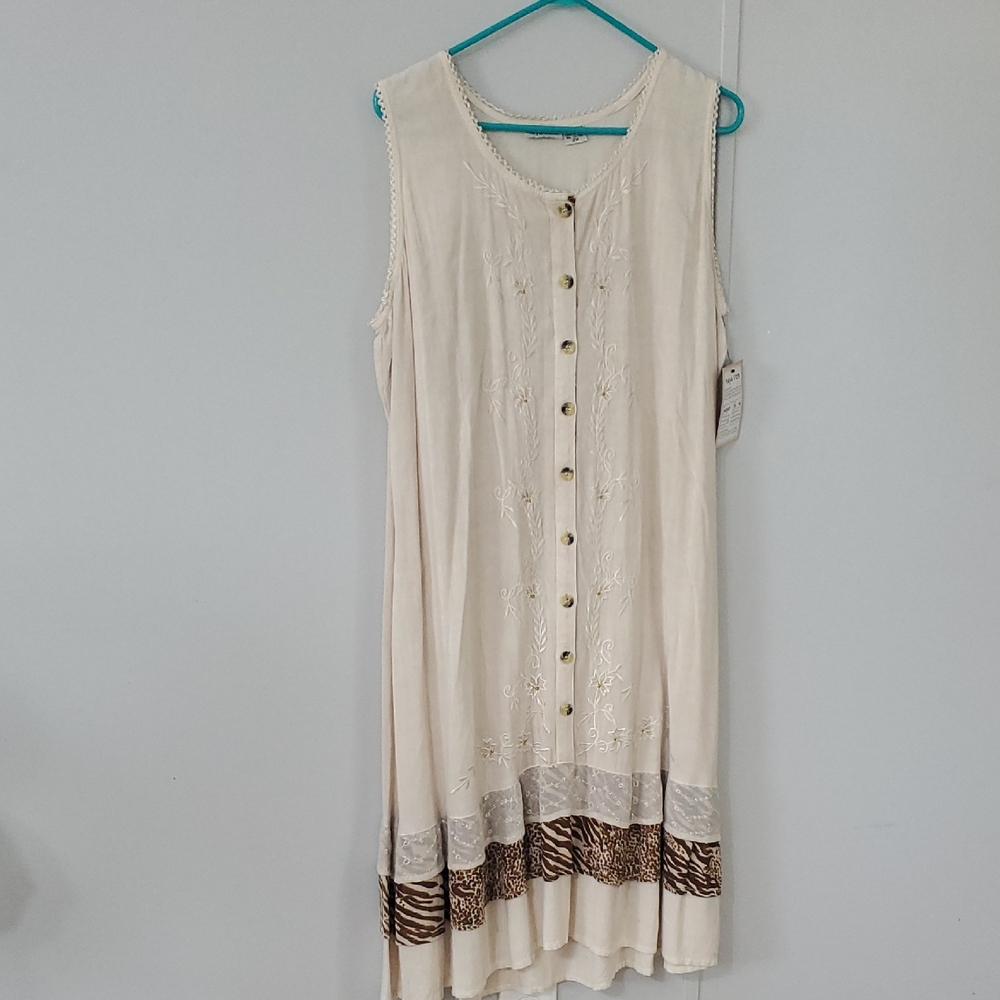 Raya Sun Cream and Brown Sleeveless Dress